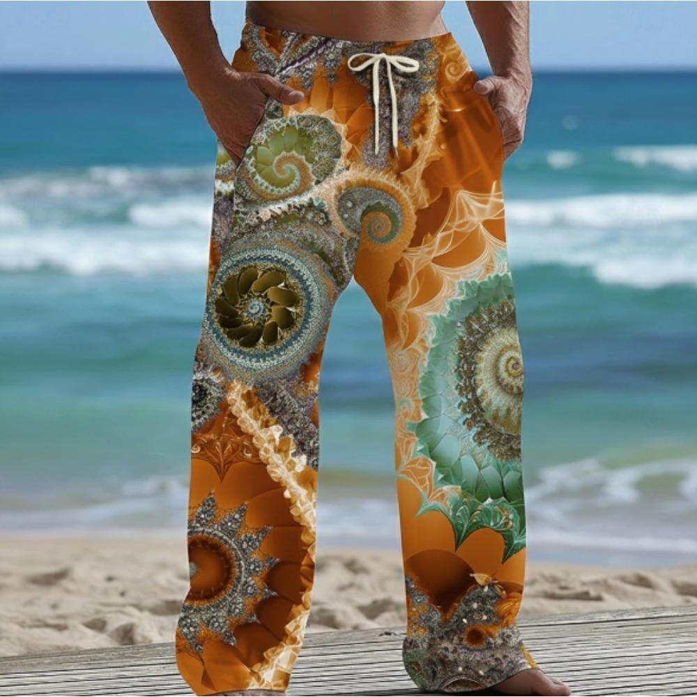 Men's 3D Abstract Pattern Printed Baggy Casual Trousers,  Elastic Drawstring Waist with Pockets, for Spring Summer Home Outdoor Vacation