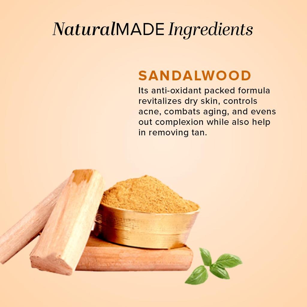 Khadi Natural Sandalwood Bath Soap Bar With Essential Oils For Smooth Soft Skin Gentle Daily Cleansing Pack Of 1 (125g x 3 pcs)