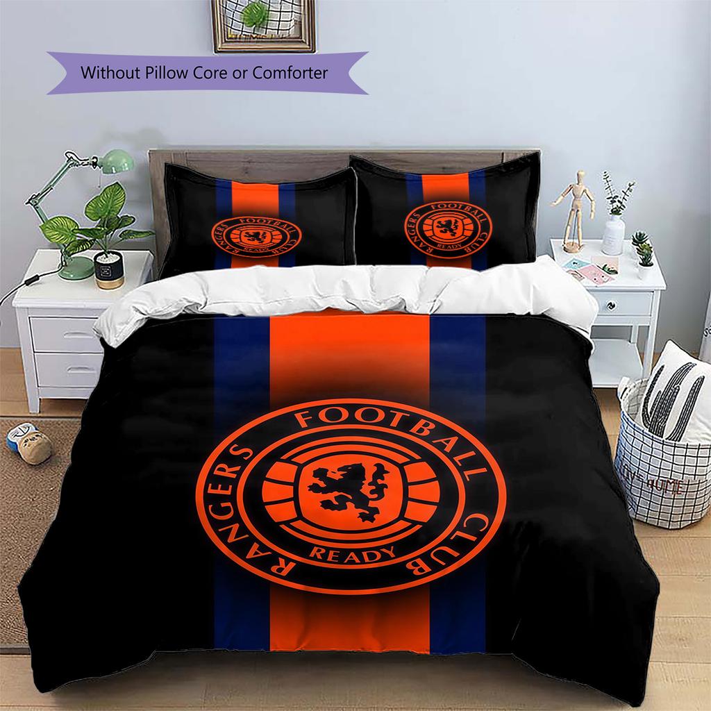 Rangers FC2 Pattern Bedding Quilt Set Home Decoration Gift (1 * duvet cover + 2 * pillowcase without core)