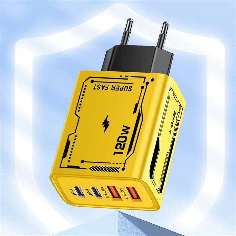 120W rychlé nabíjení 4 porty USB C nástěnná nabíječka QC3.0 PD napájecí adaptér pro iPhone 16 15 pro Huawei pro Samsung pro Xiaomi