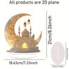 Eid Table Sign Home Decor Sign Ornament 2D Acrylic Tiered Tray Decoration Decorative Crescent Castle Ornament for Home Table