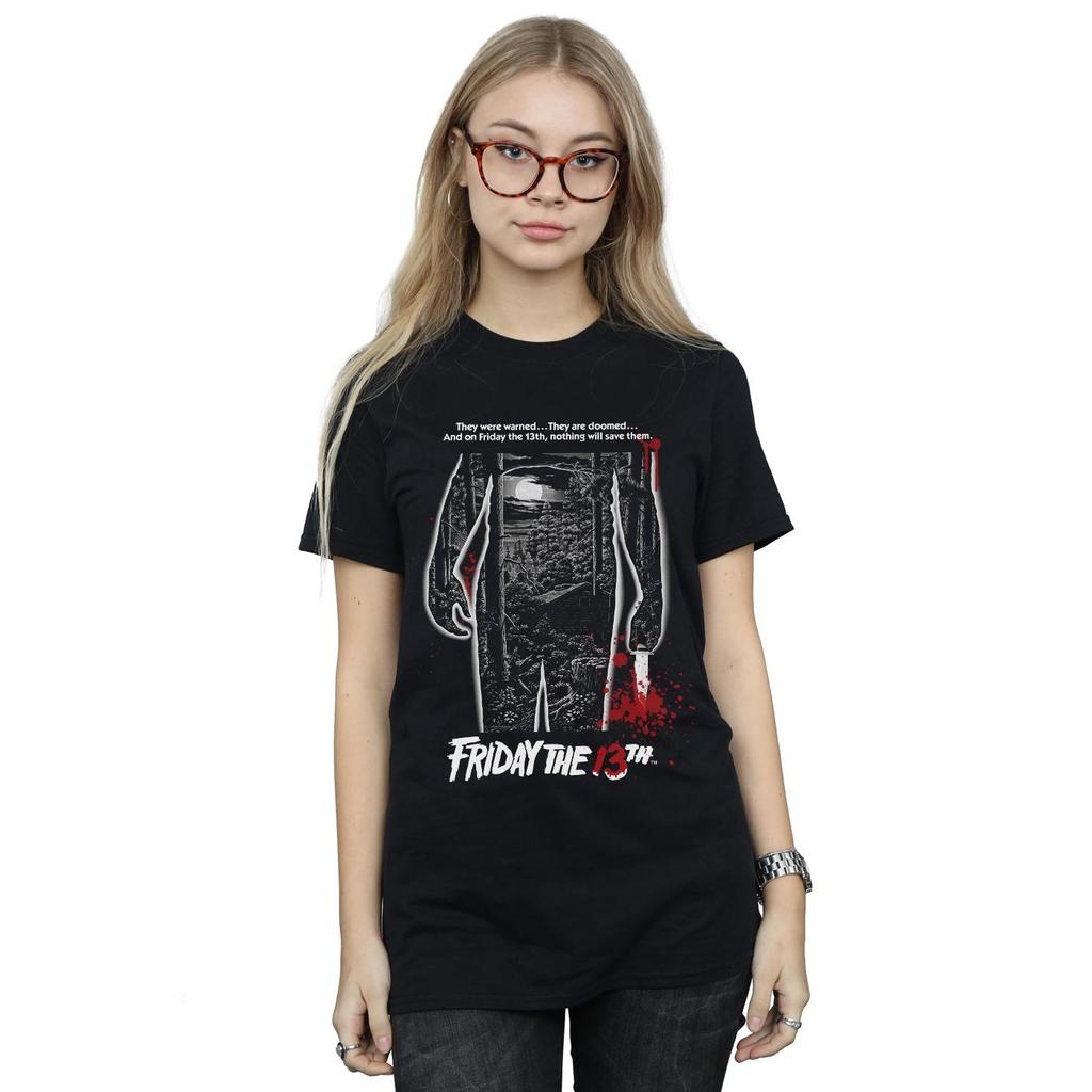 Friday The 13th Womens/Ladies Bloody Poster Cotton Boyfriend T-Shirt