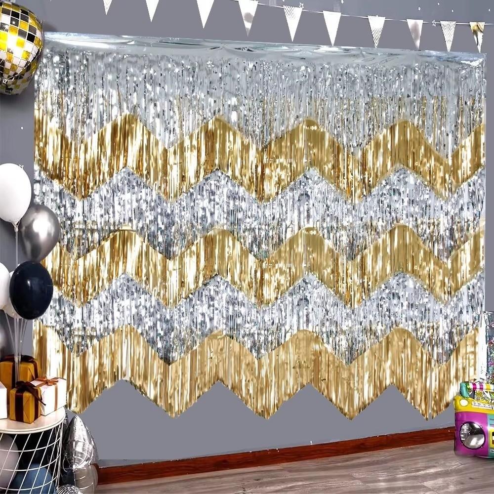 6.56ft Length Metallic Fringe Garland Tinsel Streamers Banner  Stage Party Decoration