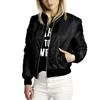 Autumn Winter Bomber Jacket Women Outerwear Long Sleeve Stand Collar Zipper Thin Coat