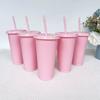 5pcs 24oz Transparent Reusable Tumblers with Black Lids and Straws Iced Coffee Water Bottle Cold Smoothie Cups for Parties Drink