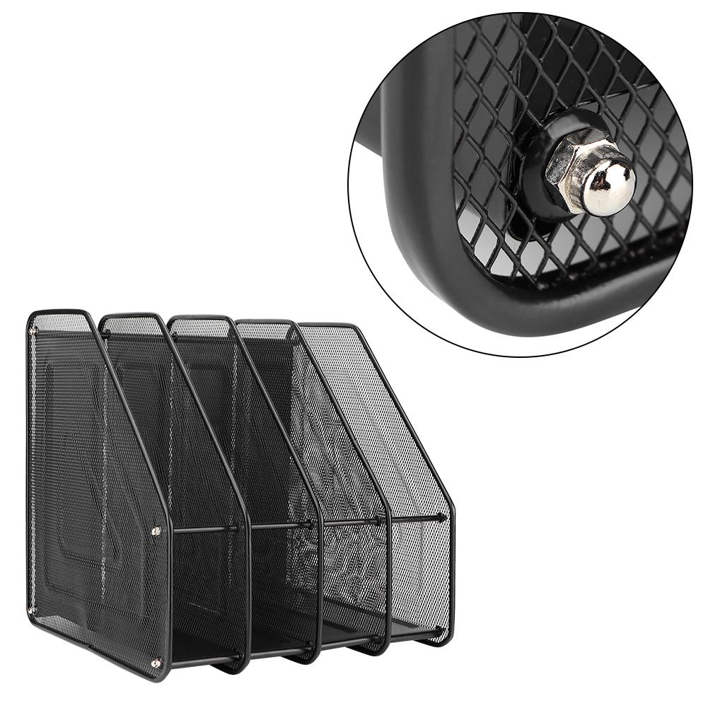 Modern   4-Compartment Desktop Display Rack Magazine File Document Metal  (Black)