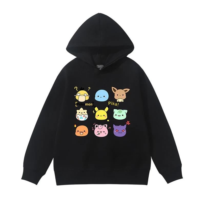 

Pikachu Children s Hooded Sweatshirt New Autumn and Winter Fashion Boys and Girls Long-sleeved Pullover Top 110