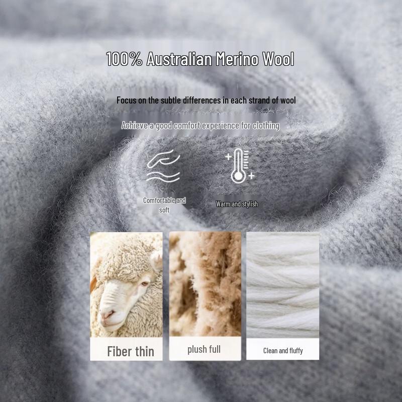 Hengyuanxiang Men's Thickened Pure Wool Turtleneck Sweater