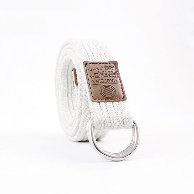 

Мужской и женский парусиновый ремень, повседневные модные ремни с двойной пряжкой, уличные тканые ремни унисекс, поясной ремень, мягкий нейлоновый эластичный плетеный ремень about 118cm белый