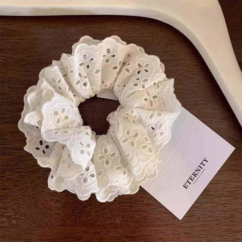 Chouchou d'été en satin et tulle à pois violets - Élastique à cheveux pour femme à haute élasticité