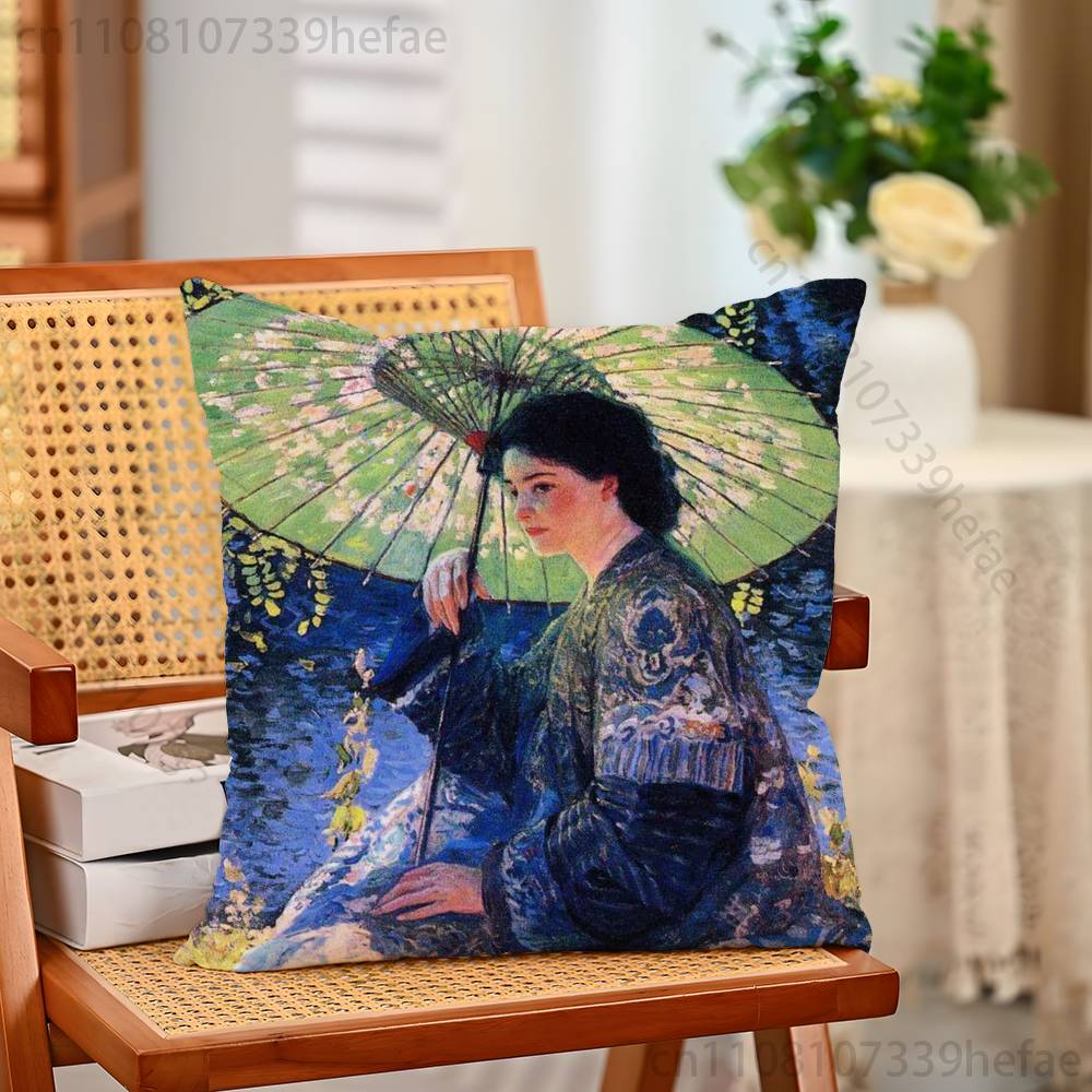 Pierre AAuguste RRenoir Funny Pillow Case Antidustmite Pillowcase Invisible Zipper Silky Short Plush Sofa Cushion Cover
