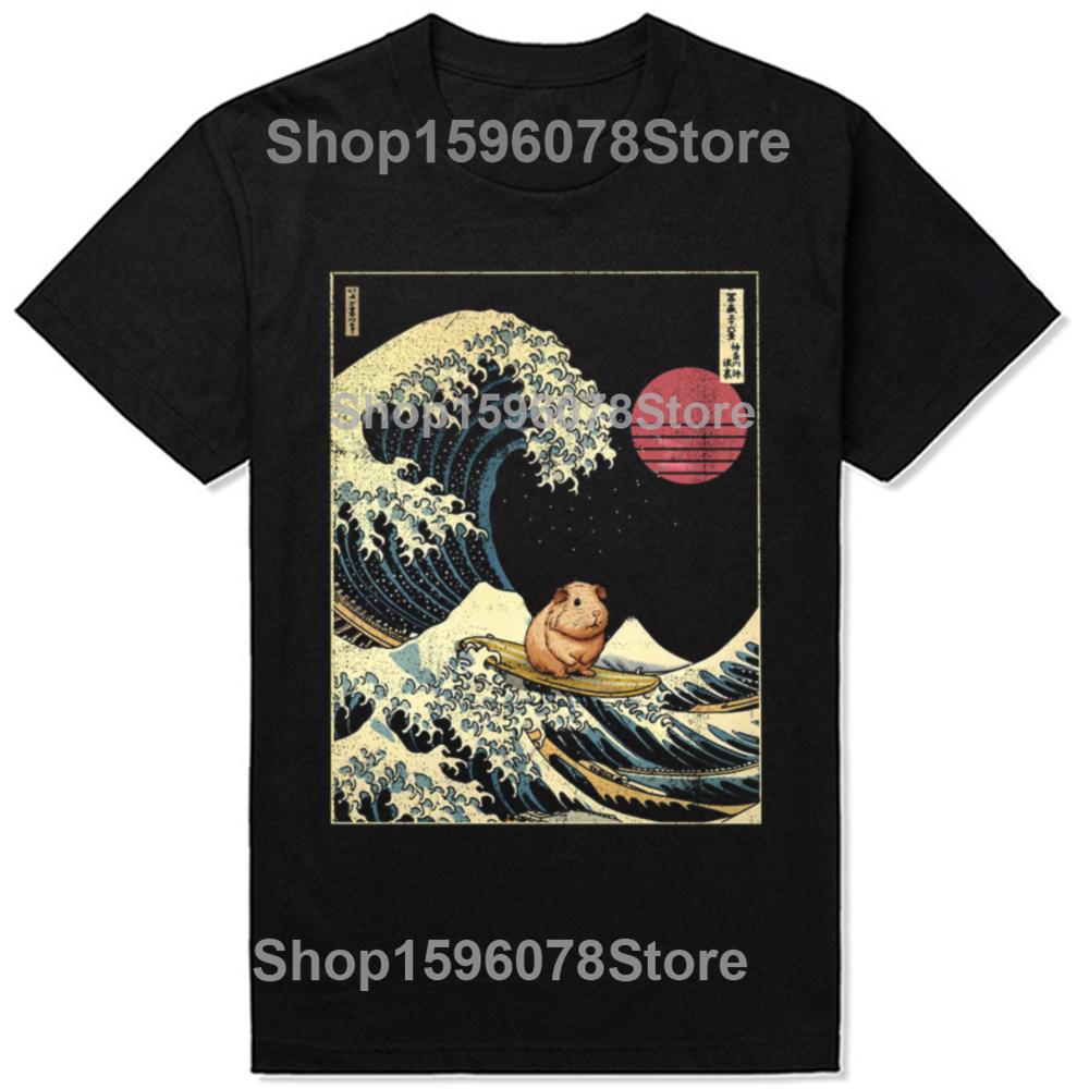 

Funny Guinea Pig Kanagawa Japanese Surfing Wave T Shirts Cotton Humor Streetwear Tee Shirt Short Sleeve Unisex Loose Clothing 4XL
