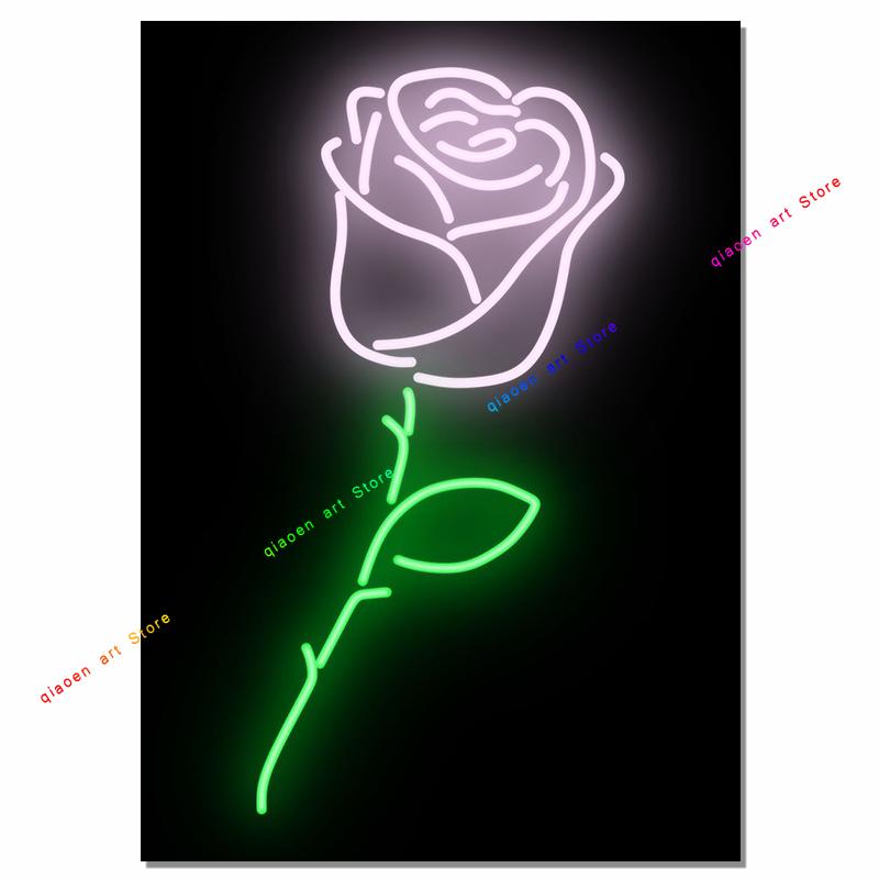 Neon Signs Sign Sign Coconut Palm Pineapple Rose Neon Effect Canvas Painting Wall Art Print Painting for Room Home Decor