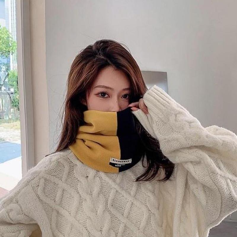 Winter Double-Layer Thick Warm Scarf Outdoor Cycling Men And Women Color Matching Cold-Proof Scarf