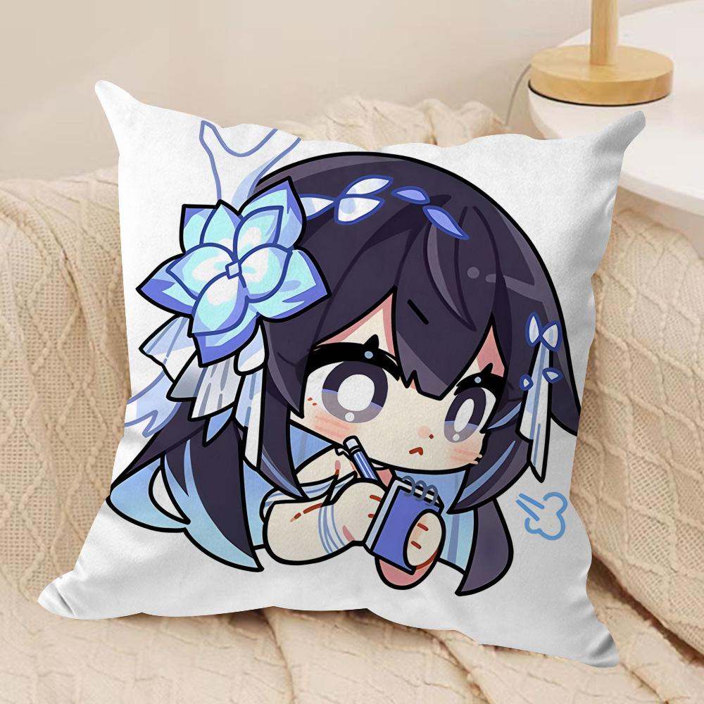 Anime Game Honkai Impact Cushion Cover Silky Short Plush Invisible Zipper Dustproof Sofa Pillow Case For Home Decor