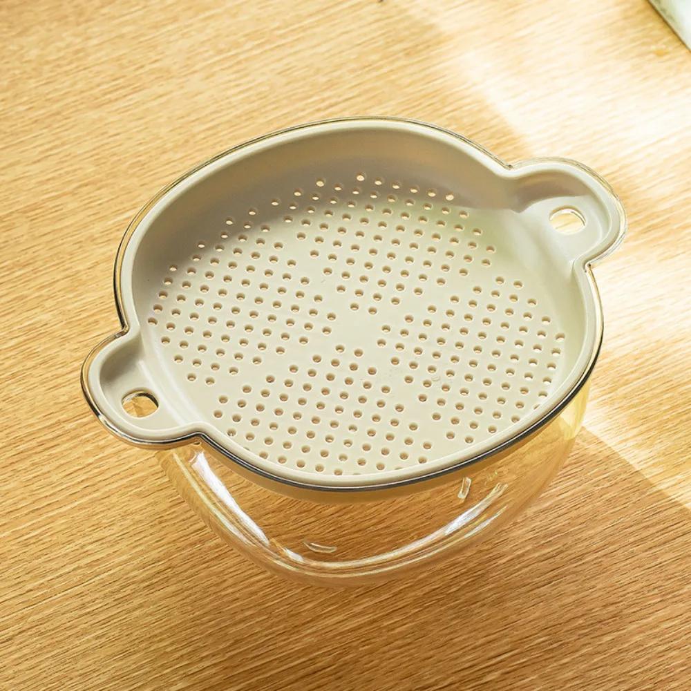Kitchen Drain Basket Household Washing Basket Filter Basket Fruit Plastic Double Wash Fruit Tray Plastic Washing Vegetables