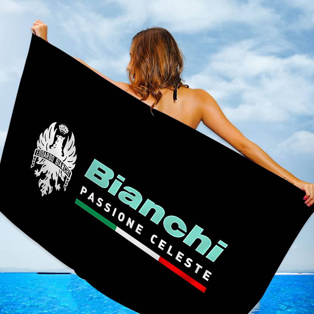 

B-bianchi-S Логотип велосипеда Микрофибровое одеяло Быстросохнущие пляжные полотенца Большой размер Печать Супервпитывающее одеяло-полотенце для бассейна W30*H60(CM)