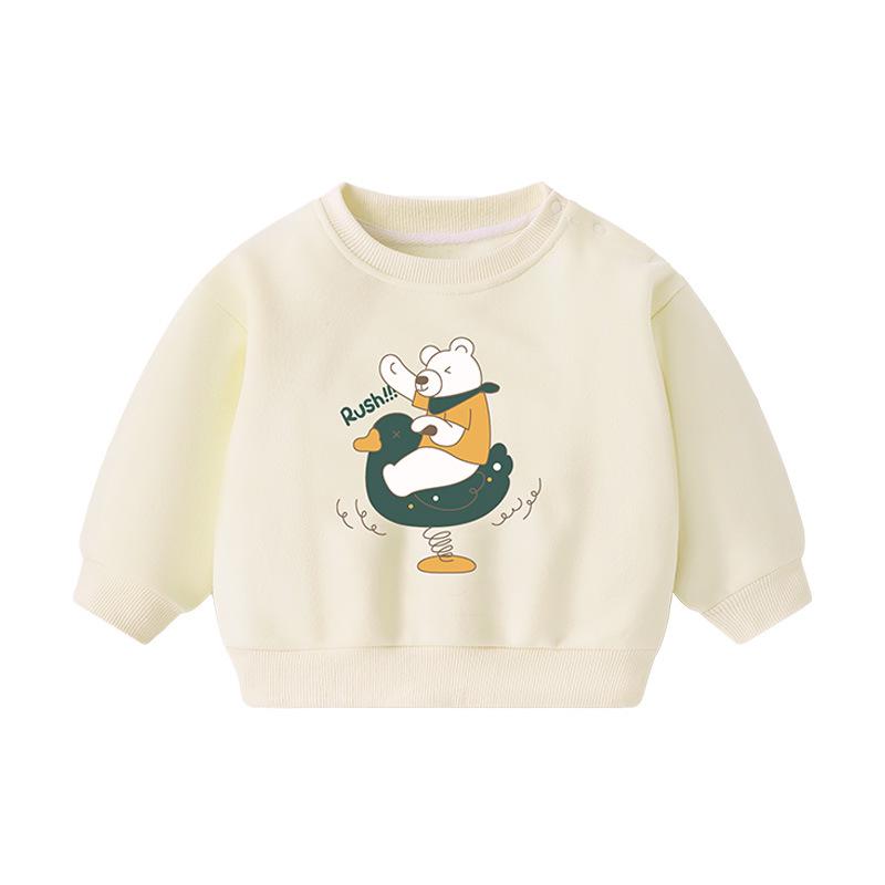 Bluza polarowa z okrągłym dekoltem dla niemowląt, z długim rękawem, ciepła koszulka bazowa na jesień i zimę
