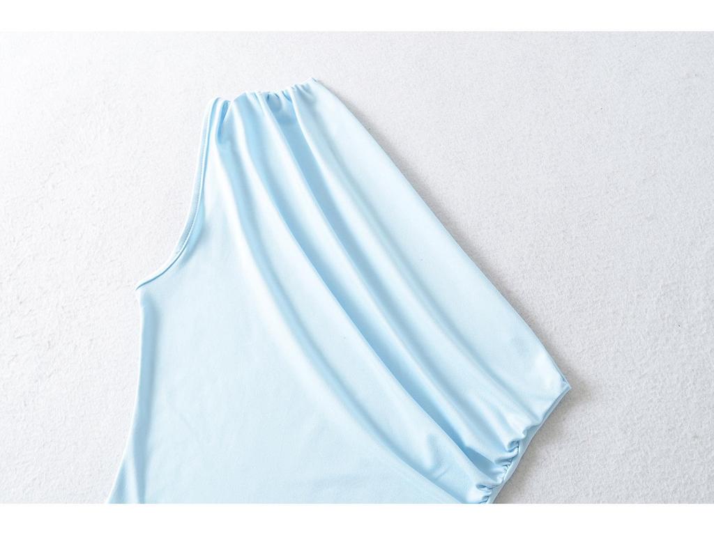 2025 European & American One-Shoulder Ruched Bodysuit: Sexy, Slim Fit Summer Top