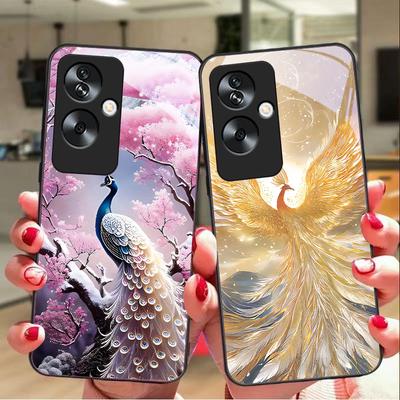 Χρυσός Φοίνικας Για Oppo A79 5G 58 78 74 60 4G Reno 11F Realme GT 6 11 Note 50 10 C55 X2 Τζάμι Ασφαλείας Μαύρη Θήκη Κινητού