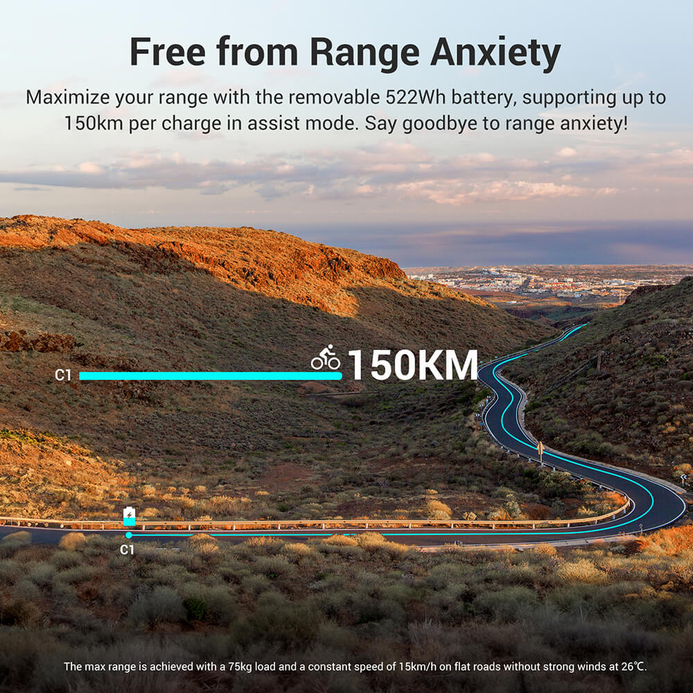 Eleglide C1 Trekking Bike with 250W Mid-Drive Motor, 27.5in Wheels, 522Wh Battery, 150km Range, Hydraulic Suspension & Hydraulic Disc Brakes (Blue)