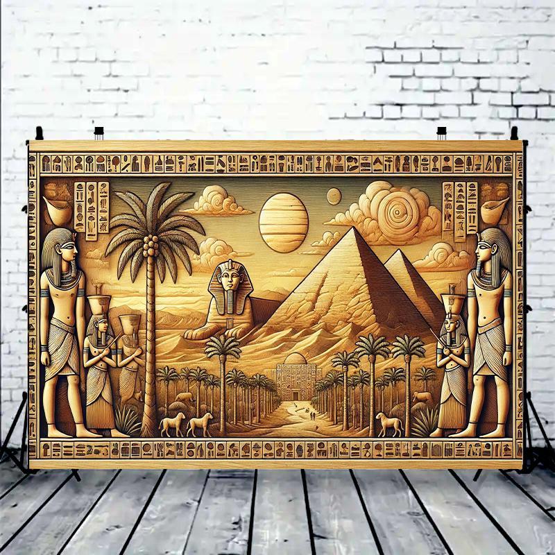 Egyptian-themed party banner, multi-colored ancient Egyptian design background, suitable for indoor and outdoor decoration.