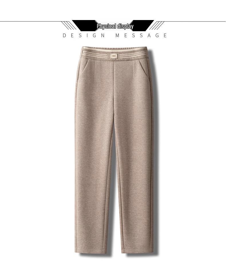 Dámské texturované harémové kalhoty s vysokým pasem - Zeštíhlující, zateplené, ležérní francouzský styl pro podzim/zimu 2024