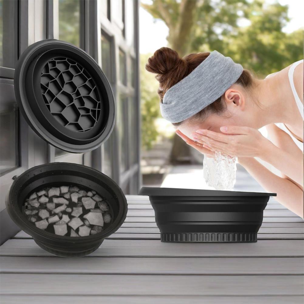 Silicone Folding Ice Facials Basin Portable Spa Tool Collapsible Face Ice Wash Bowl Reusable Cold Plunge Basin for Home