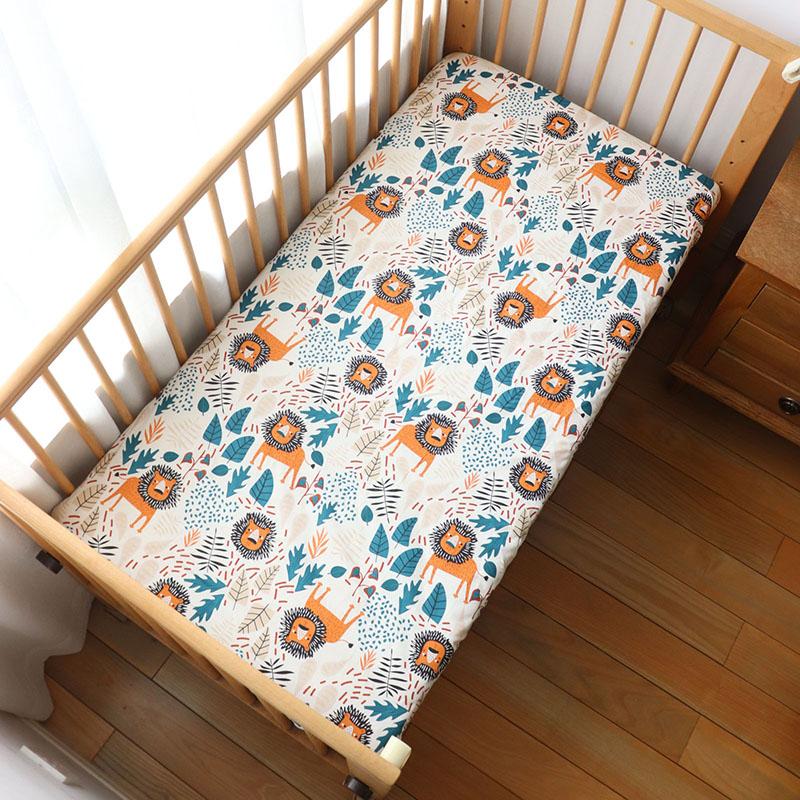 Baby Crib Fitted Sheet For Newborn Soft Cotton Bed Cot Mattress Cover With Rubber 130x70cm