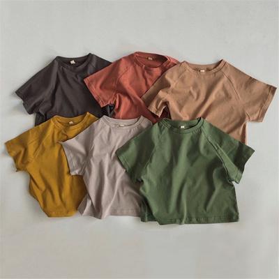 T-shirt per bambini estivi T-shirt per ragazze solide moda T-shirt in cotone a maniche corte per ragazzi Top vestiti casual coreani per bambini