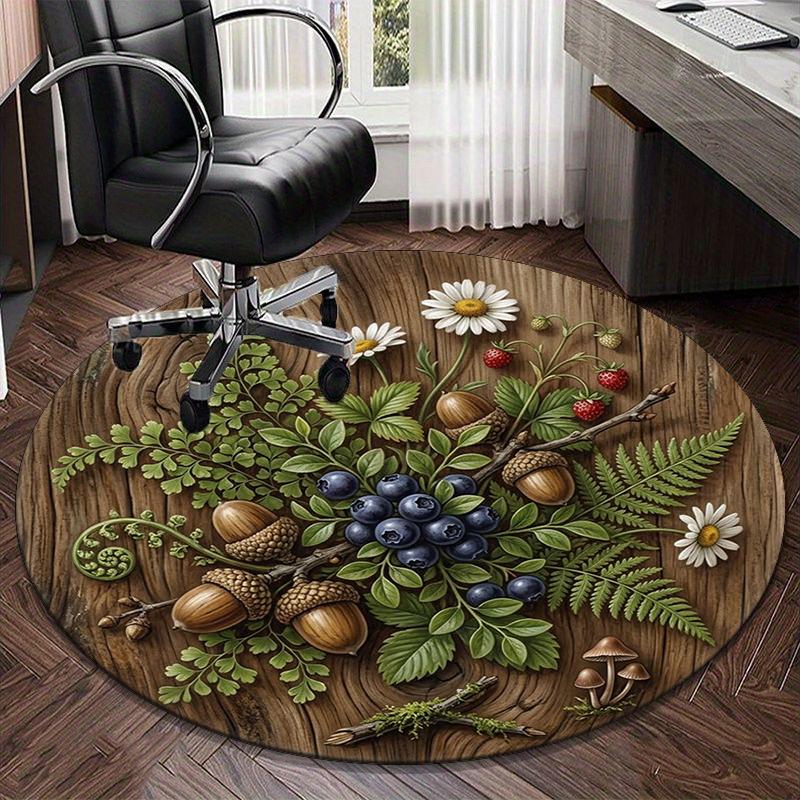Roses And Berries Design round carpet Chair cushion Round Entryway Rug, Soft Round Rugs for Living Room, Bedroom, Circle Carpet decor gifts