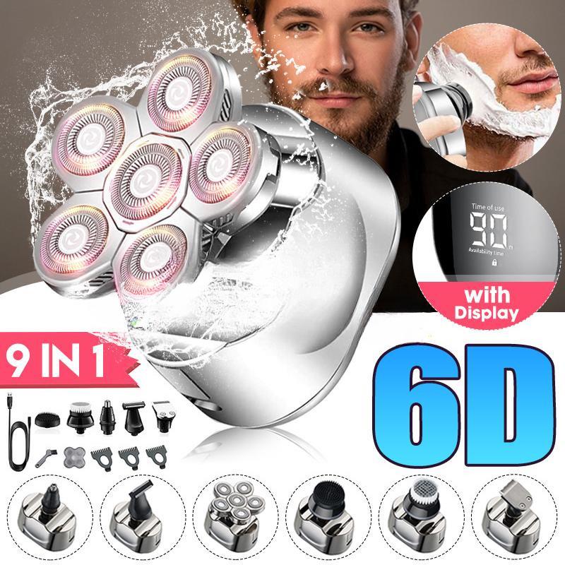 6 IN 1 6 Blades Rechargeable Electric Razor Men Face Shaving Machine Grooming Kit Electric Shaver Men Hair Beard Trimmer Only Machine