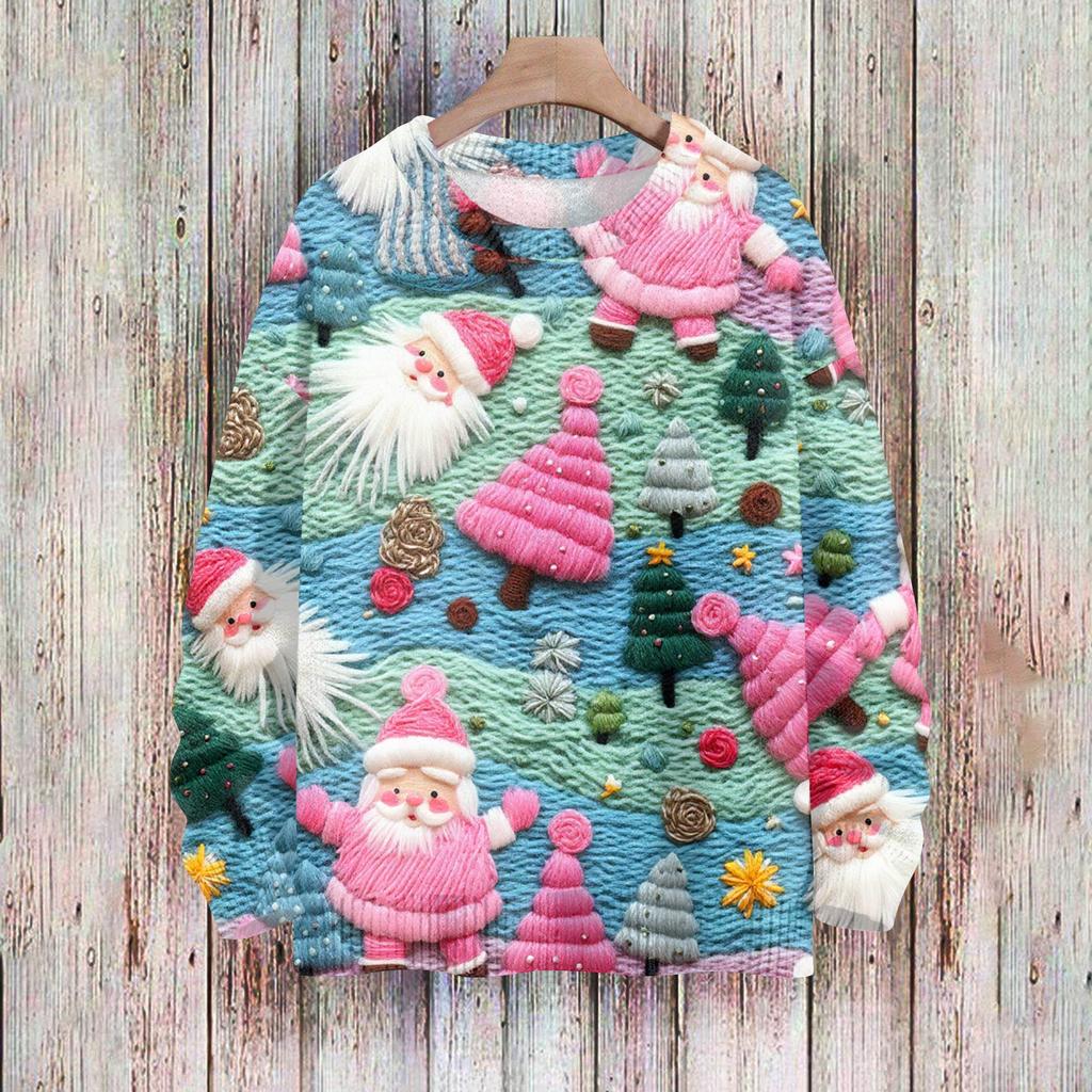 Weihnachts-Sweatshirts für Damen, Strickpullover, süßes Hemd, Herbst, Rundhalsausschnitt, Pullover, Tops