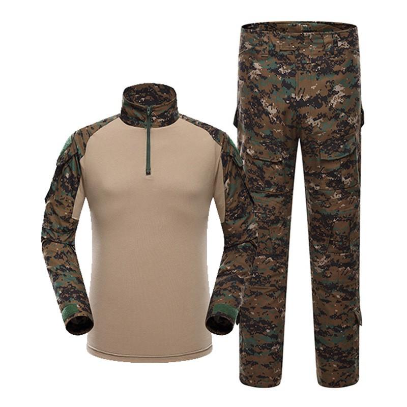 Herren Taktisches Camouflage Kampfanzug Set Langarm Militärstil Outdoor Trainingsanzug