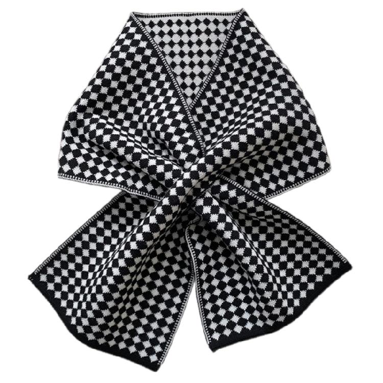 Knitted Checker Neck Gaiter for Daily Use Women Girl Neck Scarf for Winter Wear