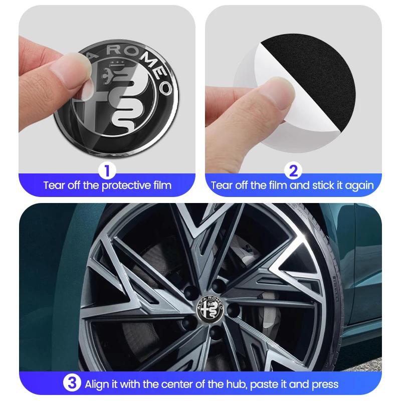 4 Stück Auto-Emblem Radnaben-Mittelkappe Aufkleber Felgen-Plakette Abdeckung Für Alfa Romeo GT 147 159 166 156 4C Spider Giulia Giulietta Tonale