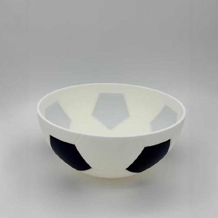 Ball Pattern Soccer Snack Tray with Center Drink Slot, 4 Section Serving Bowl for Table Snacks, Dish for Chips, Crackers and Pretzels, 5.9 In