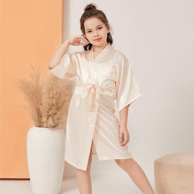 Camisola Longa de Cetim de Seda Infantil - Cardigan Brilhante de Verão, Tamanhos Médio e Grande