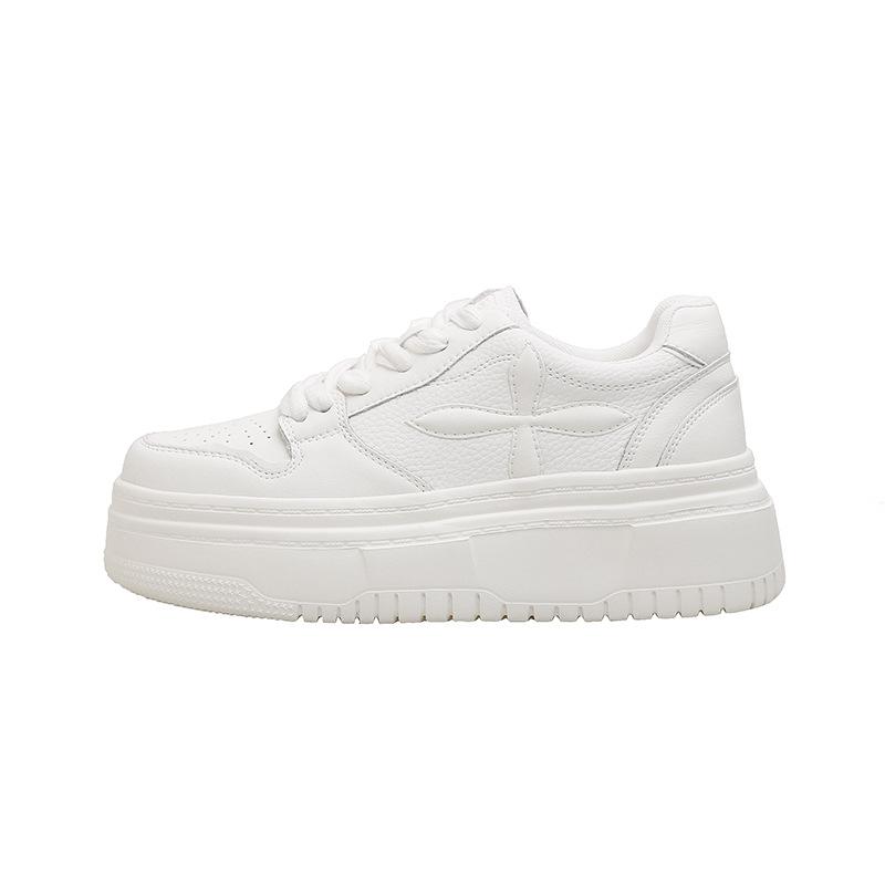 Otoño e invierno nuevo cuero suela gruesa aumento de altura interior muffin casual zapatillas de plataforma versátiles para mujer