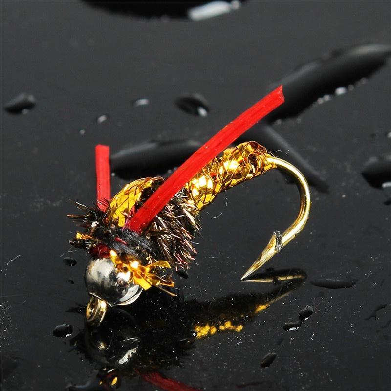 40pcs/ Box Red  Fly Fishing Lure Single Hook Dry Fly Fishing Trout Salmon Set Flies Fishing Lures