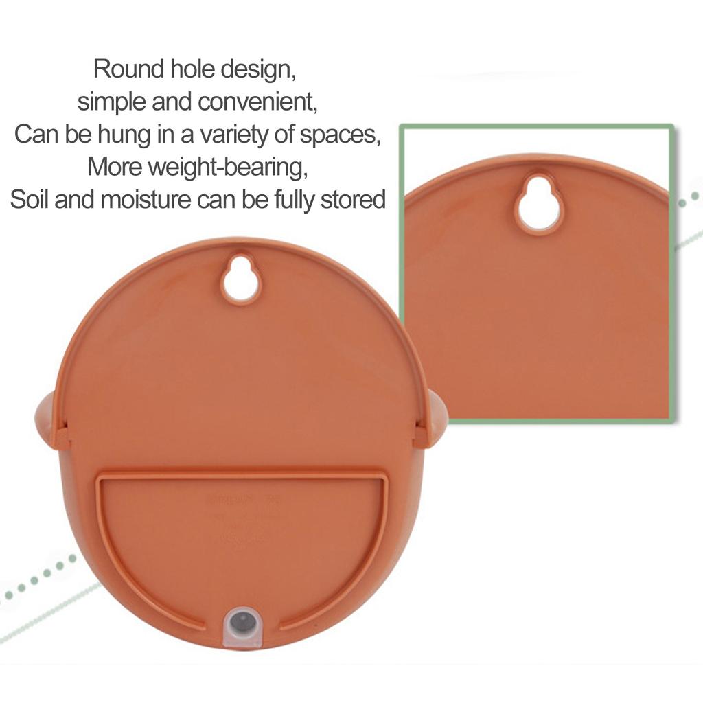 Wall Planter Semi Circular Resin Wall Hanging Flower Pot for Balcony Garden Patio 21.5x21x16.2cm Pottery Tea Color