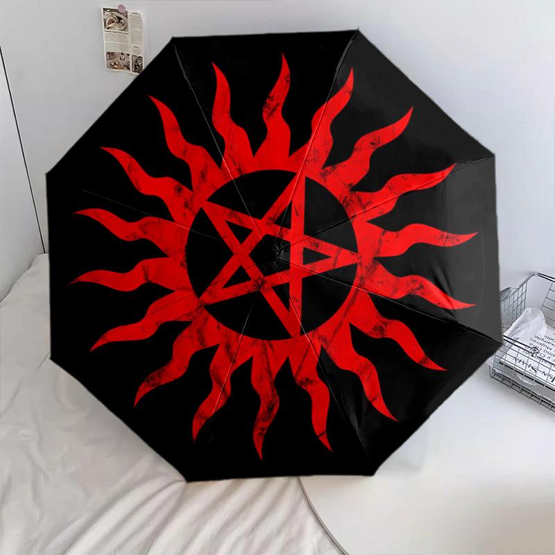 1 PC Automatic Folding Umbrella - Supernatural Pattern Portable Foldable Design With 8 Ribs Christmas Birthday Gifts