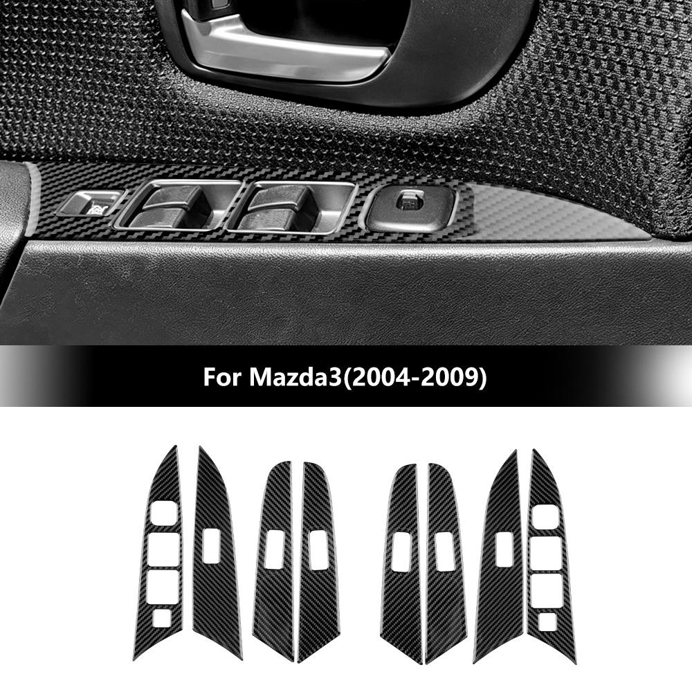 For Mazda 3 2004 2005 2006-2009 Carbon Fiber Window Switch Panel Trim Interior Decor Protective Car Modification Accessories