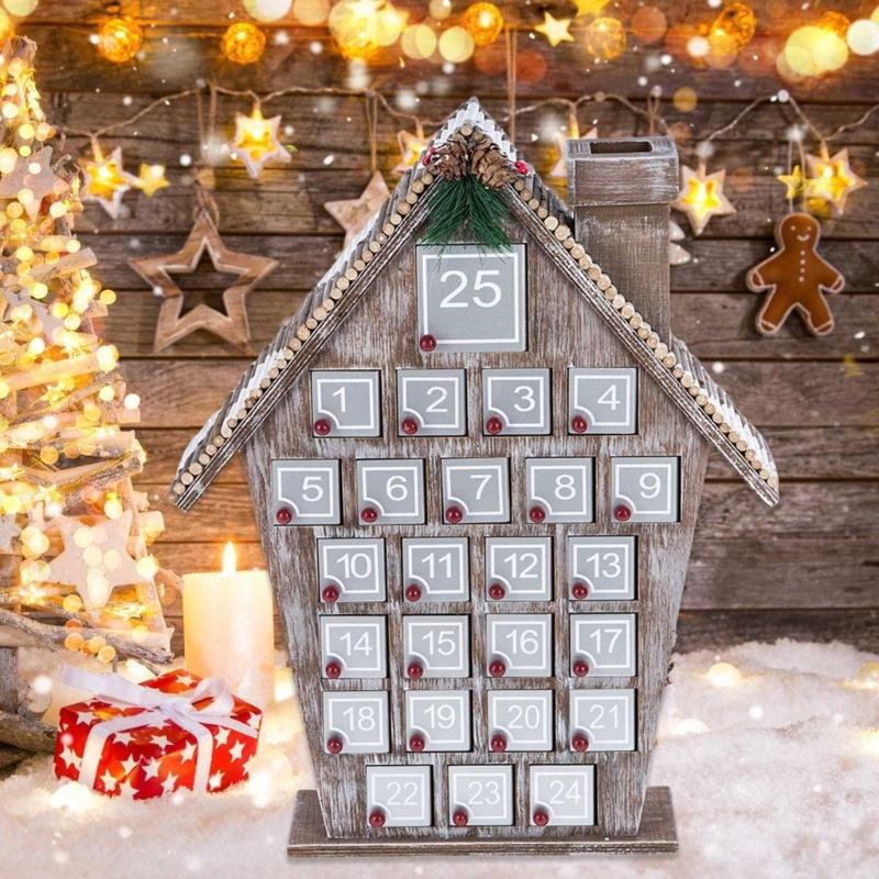 Christmas Countdown Calendar 25 Days Countdown Calendar Desk Ornament with 25 Present Box for Adult Kid Home Decoration