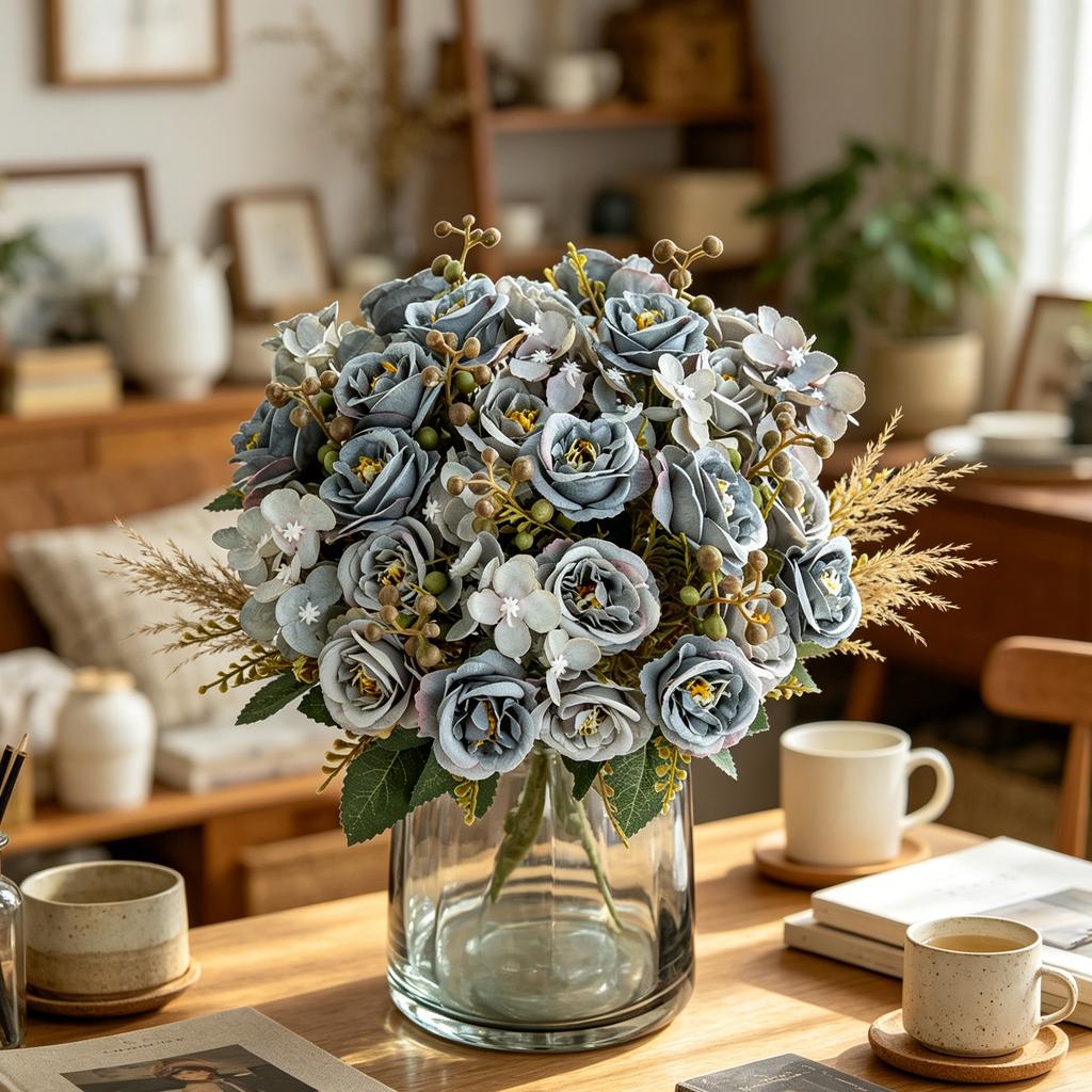 Artificial Flowers Silk Rose Wedding Wreath Home Room Dining Table Festival Decora Outdoor Yard Garden Bridal Bouquets DIY Gifts