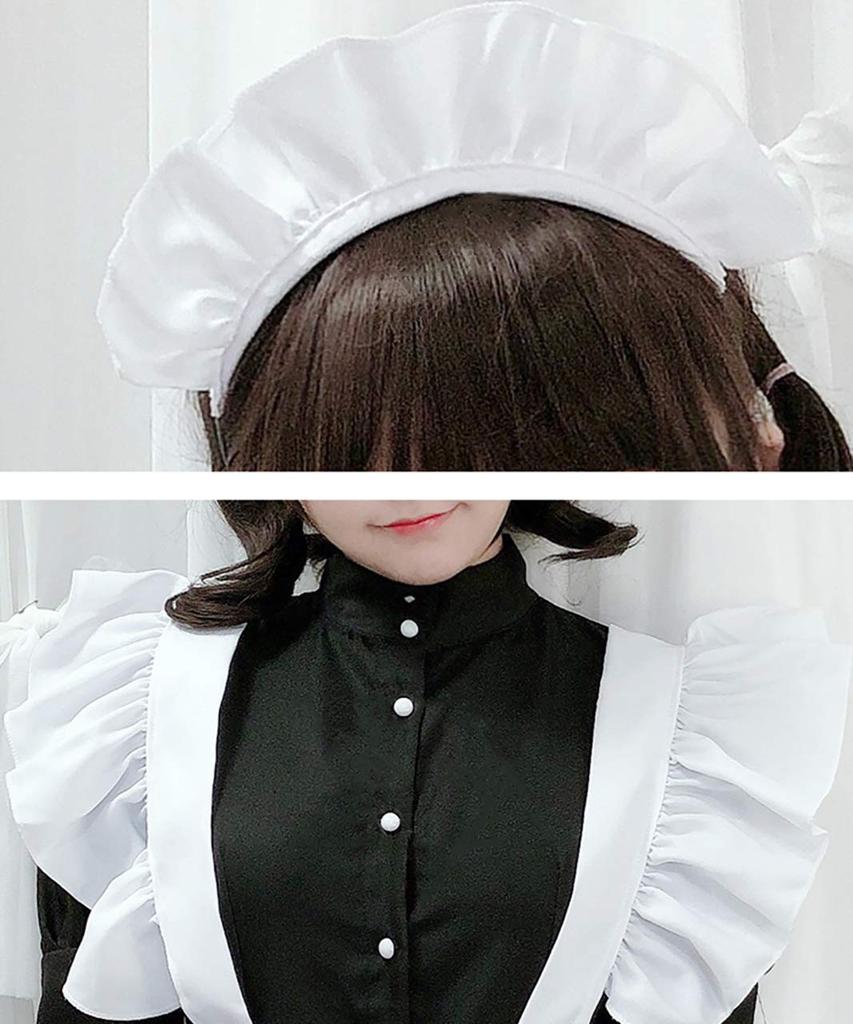 Milky Time Women's Maid Dress, Lolita, Classical Apron, Monochrome, Long Length, Cosplay Costume (Size L)