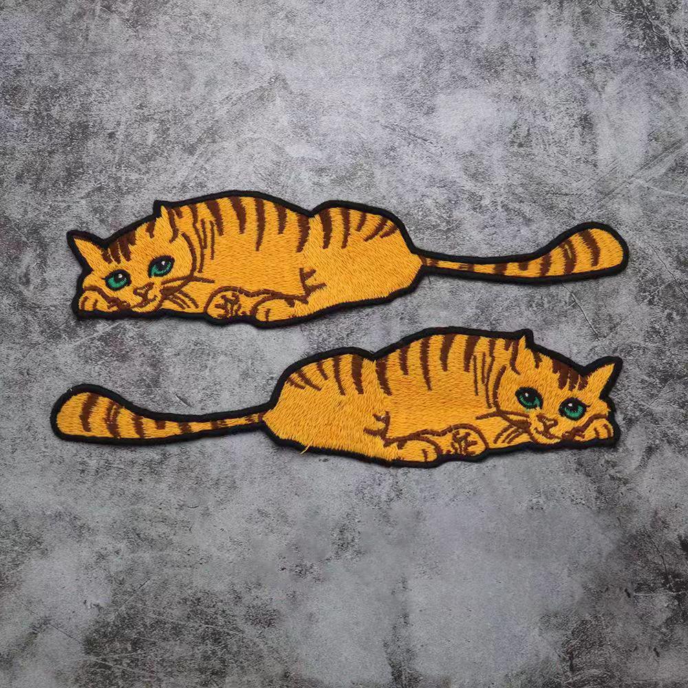 

1 пара вышитых нашивок с вышивкой в виде кролика, кошки, леопарда, мультяшные аппликации, нашивки с животными для шитья на одежду, DIY аксессуар