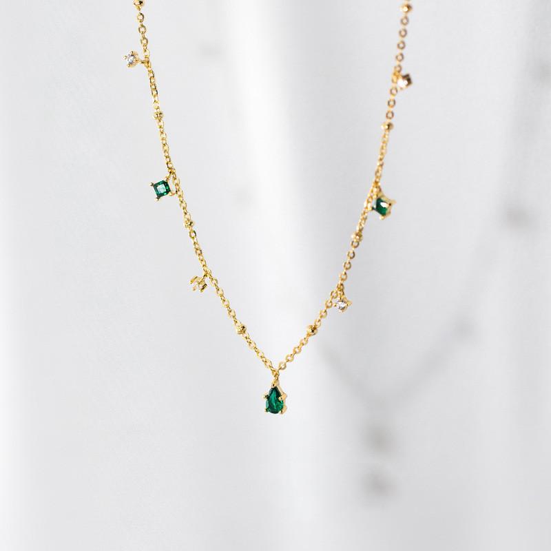 925 Sterling Silver Diamond Necklace Green White Water Drop Zircon Gold Plated Necklaces for Women Fashion Jewelry Necklaces