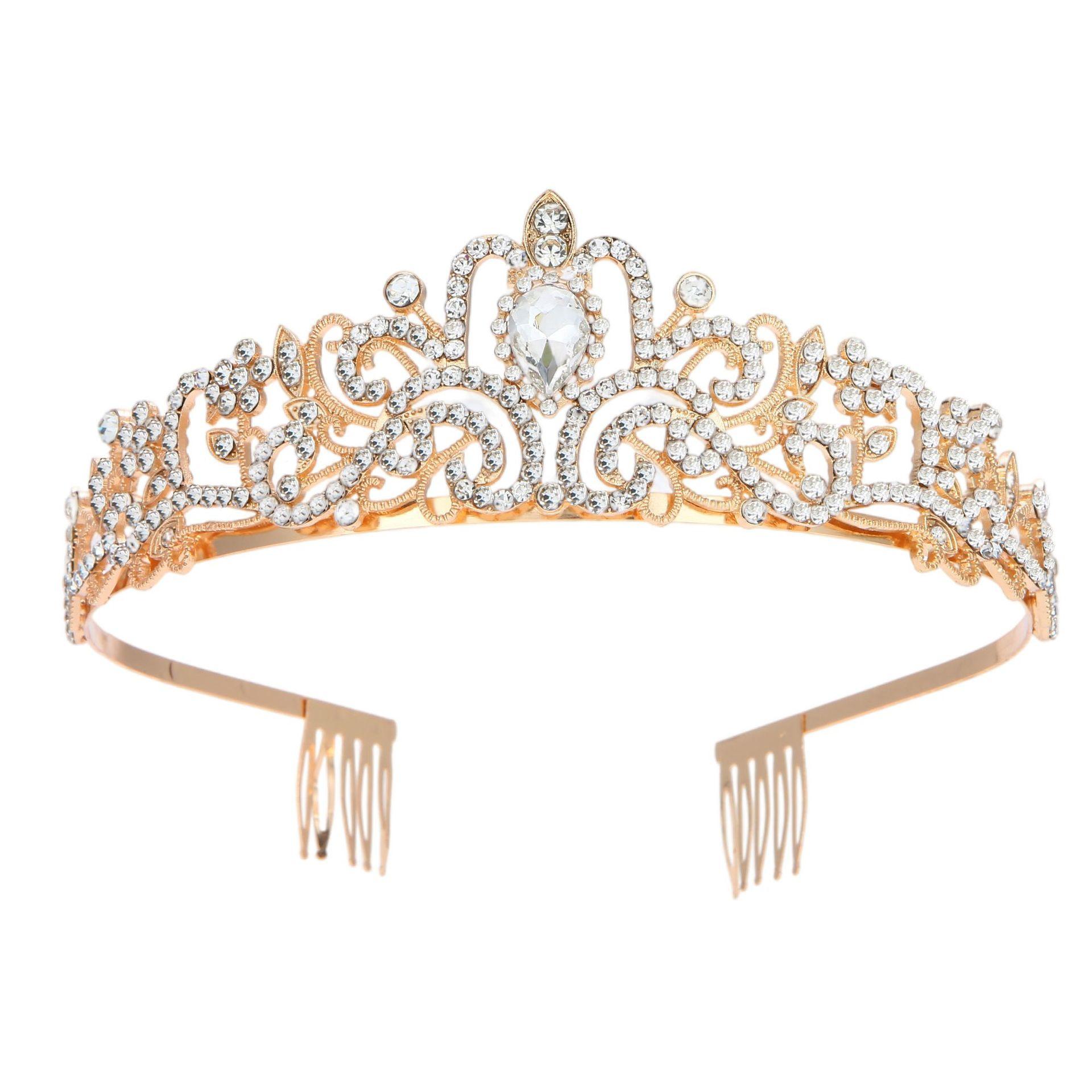 

Модная корона из сплава с кристаллами, свадебные аксессуары для волос, повязка на голову для мальчишника и дня рождения золотой