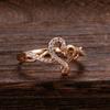 Kinel  Romantic Rose Gold Color Love Heart Rings For Women Shiny Zircon Wedding Ring